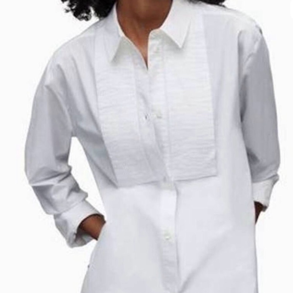 NWT All Saints Avril Pin-tucked Pleated Cotton Blouse. Size 6.